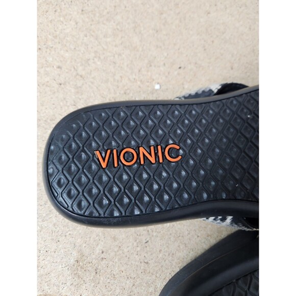 Vionic Tide II Womens‎ Black-White Toe Post Stylish Flip Flop Flats Zebra - Picture 9 of 14